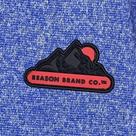 Reason Sweater Mens Large Blue Crewneck Pullover Mountain Patch Logo New NYC - Picture 6 of 11